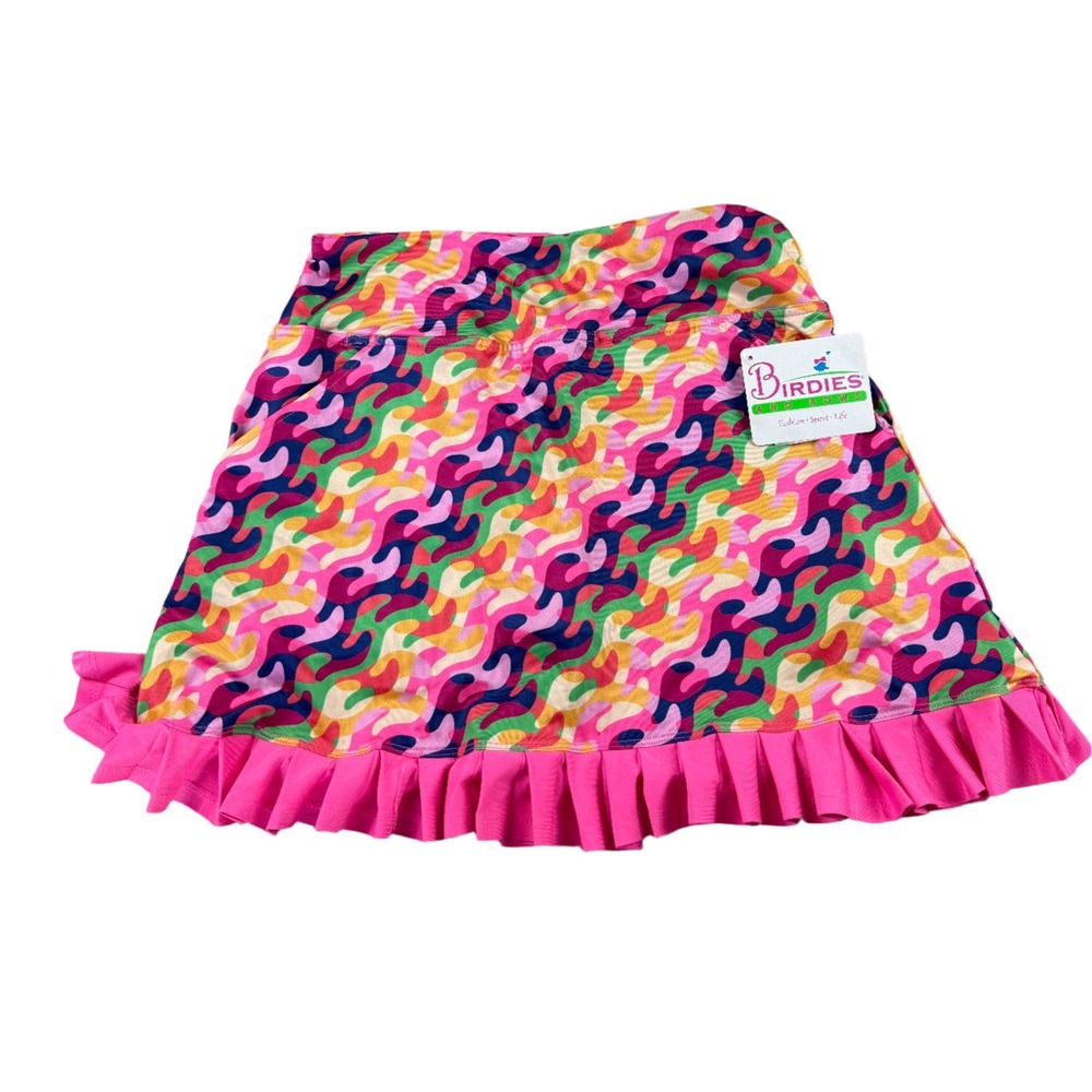 Birdies and Bows Womens Golf Skort Pink Camo‎ Ruffle Hem Athletic XSmall New